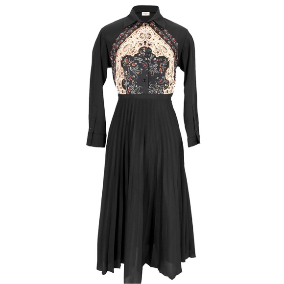 Sandro Dresses & Skirts - Sandro Stenia Pleated & Printed Dress In Black